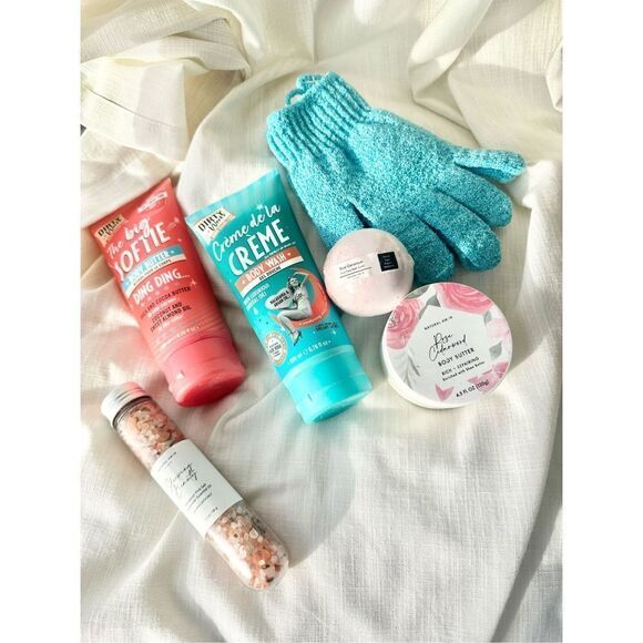 Self care bundle - bath bomb, body butter, body wash, bath salts, scrubbing glov